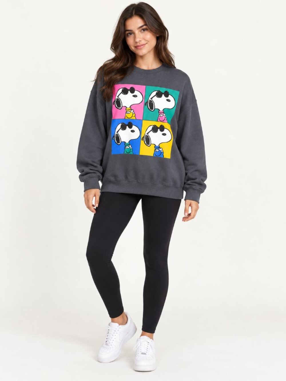 2/$30 Peanuts Charcoal Sweatshirt over sized fit Pop-Art Snoopy